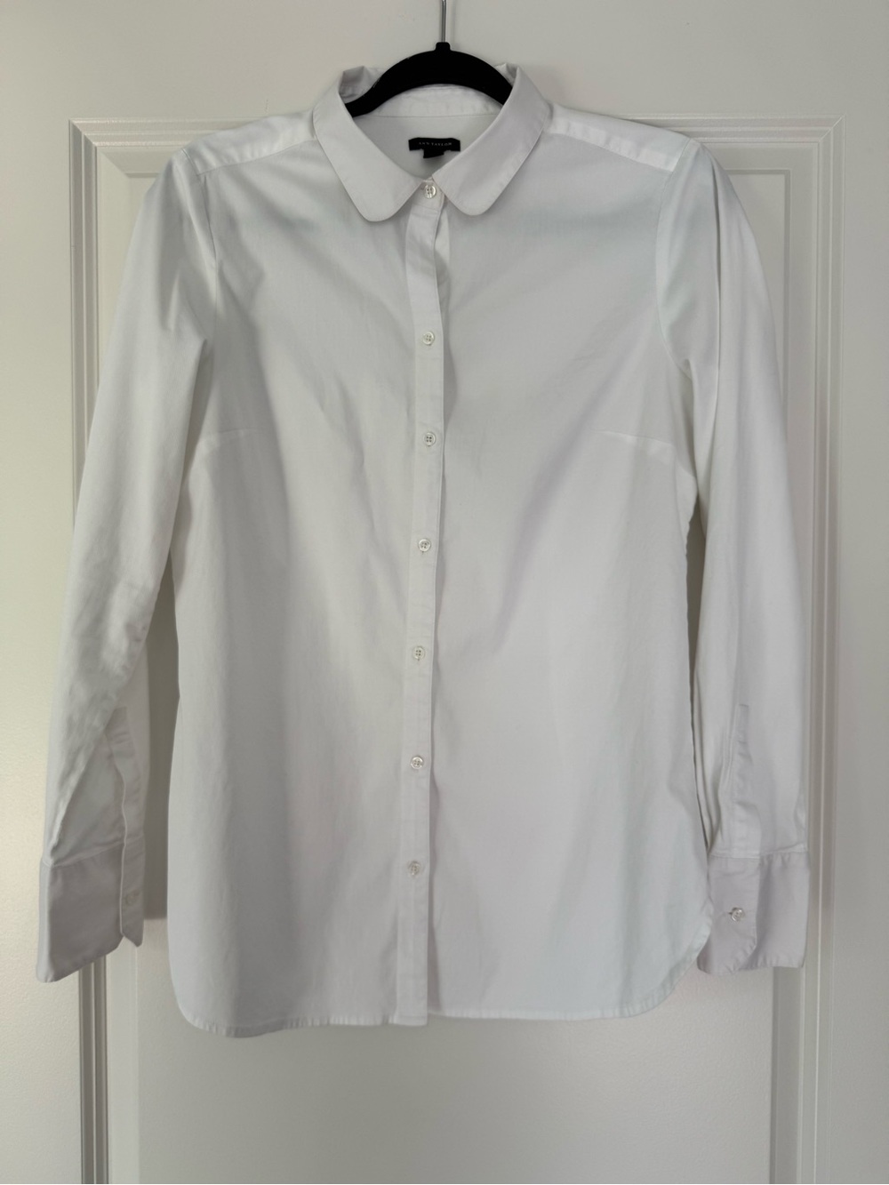 Ann Taylor White Long-Sleeve Button Down Shirt